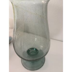 Light blue blown glass hurricane vase ( Bubbles throughout)